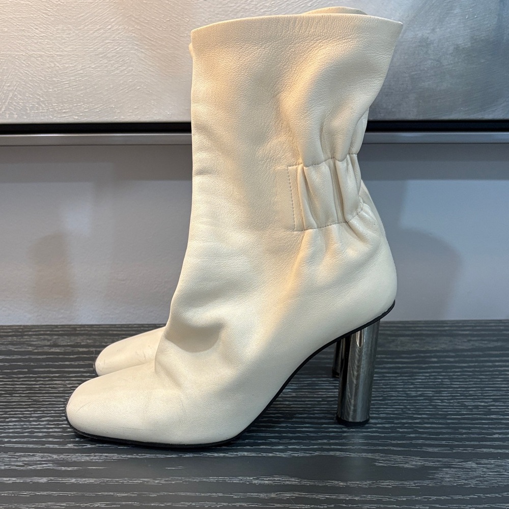 Proenza Schouler Cream Ankle Bootie with ruffle